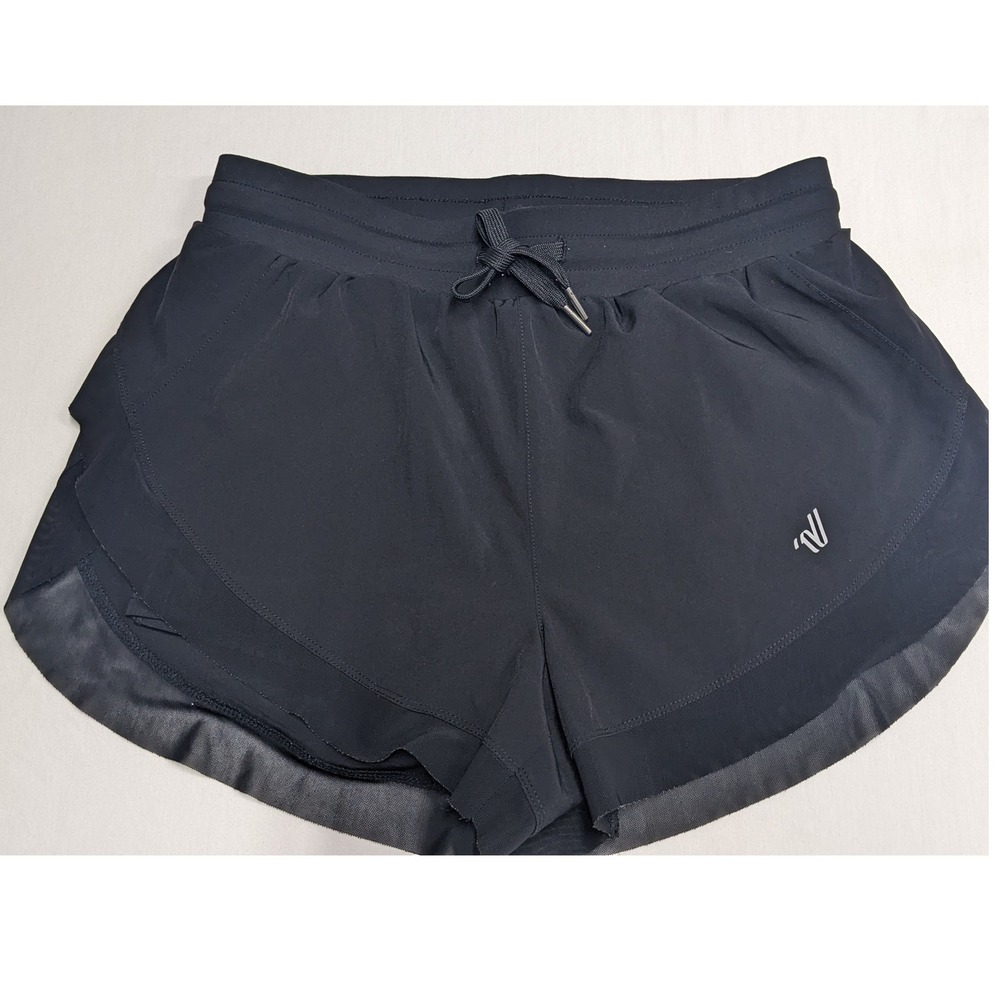 Varsity Spirit Womens Black Athletic Cheer Shorts Mesh Trim Built-in Brief M